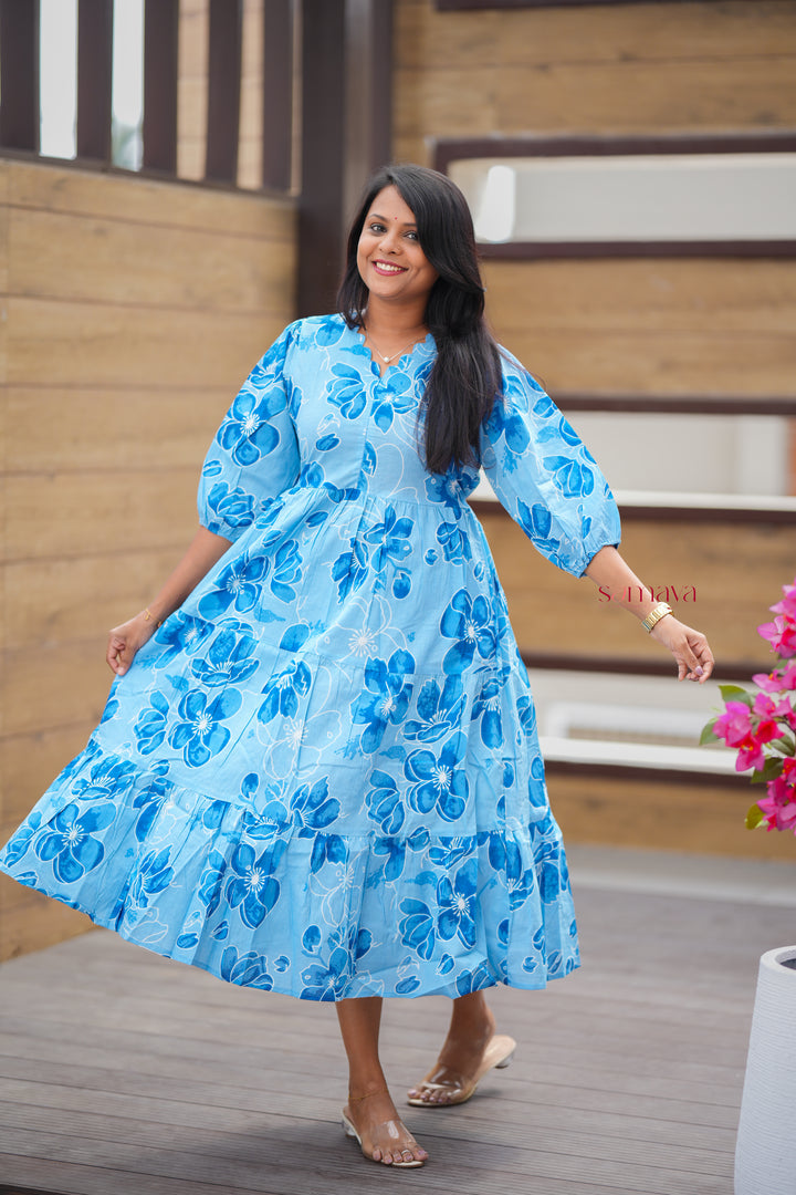 Blue day to night dress without lining
