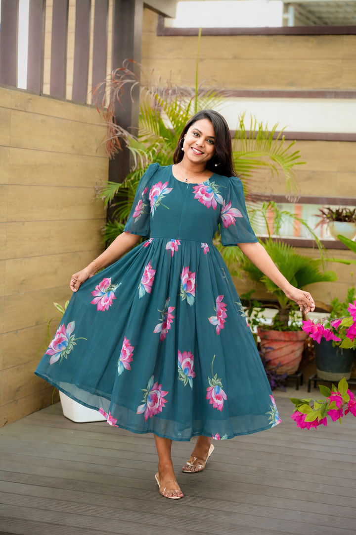 Riya georgette casual  Dress With Lining ( No-Iron Everyday Dress)