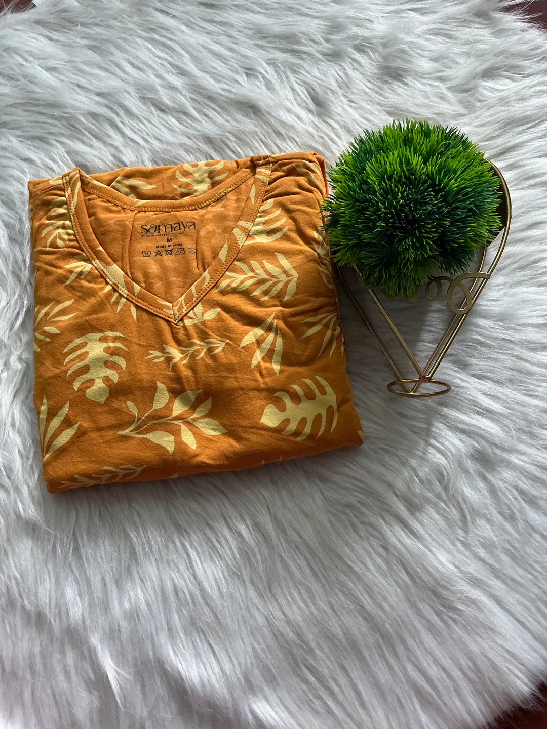 Midi Orange Leaf Light weight dress