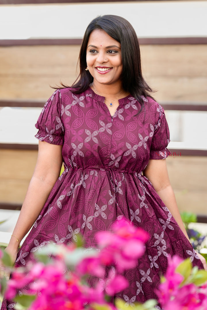 Plum casual Dress With Lining