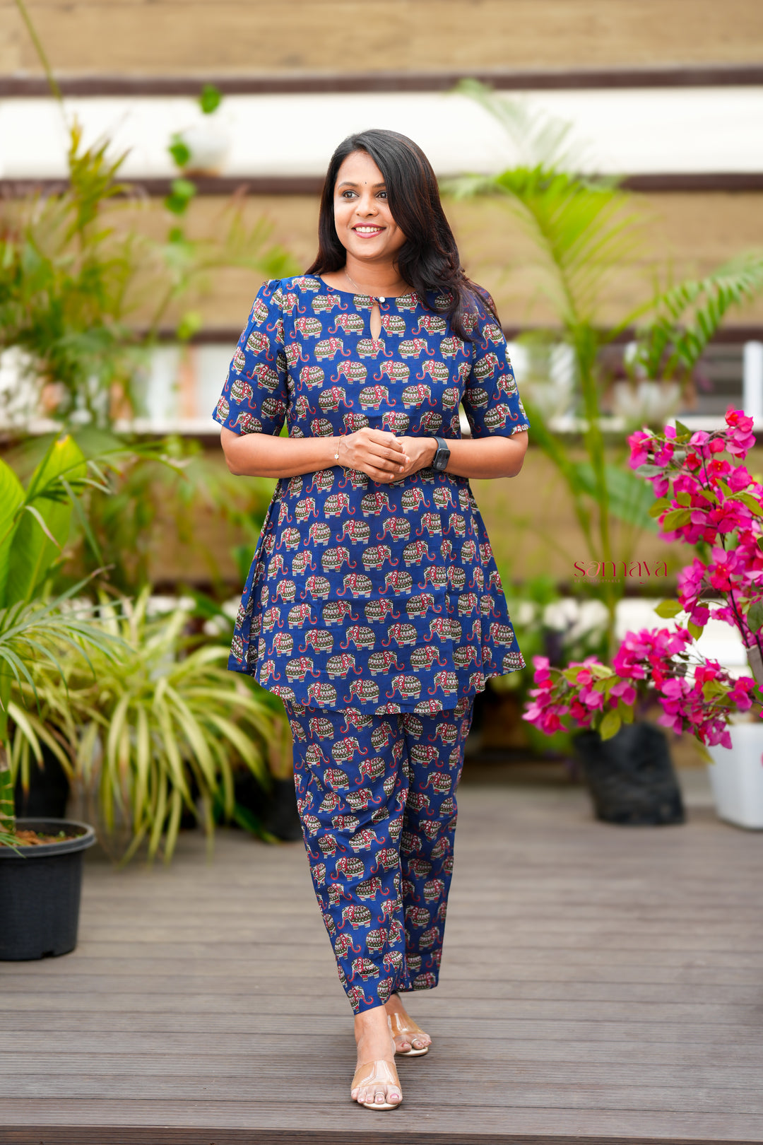Nila -Elephant dark blue co-ord set