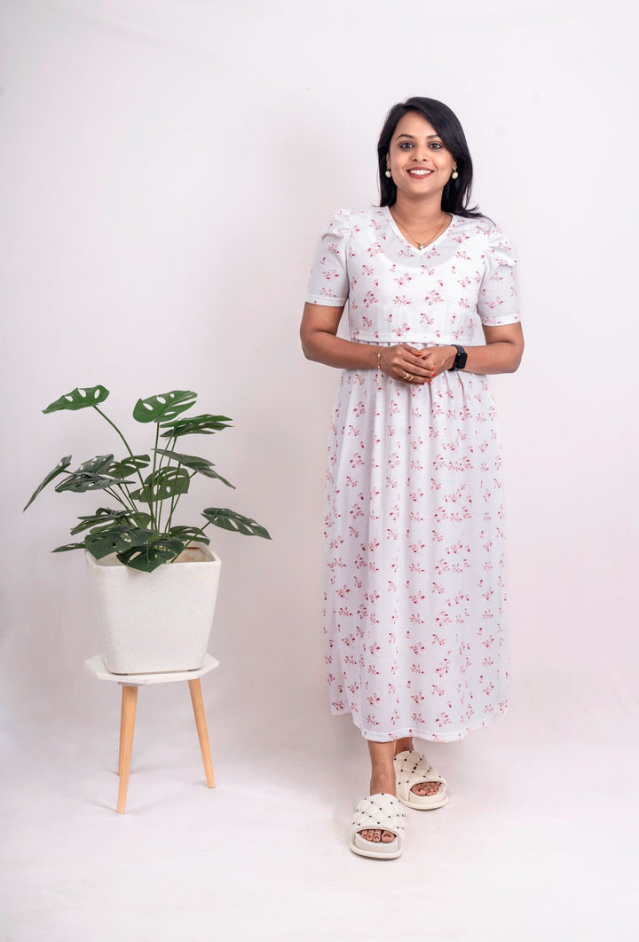Maxi White Waffle Dress