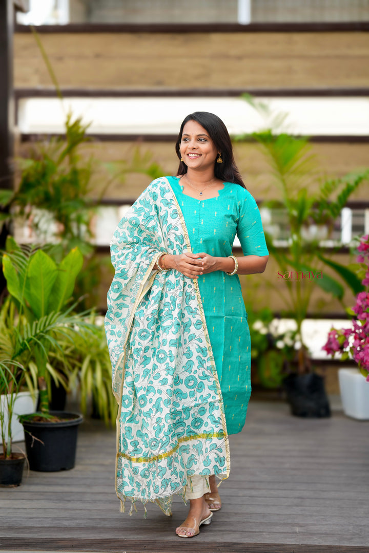 Divya sky  raw silk suit set with Dupatta-3 piece set