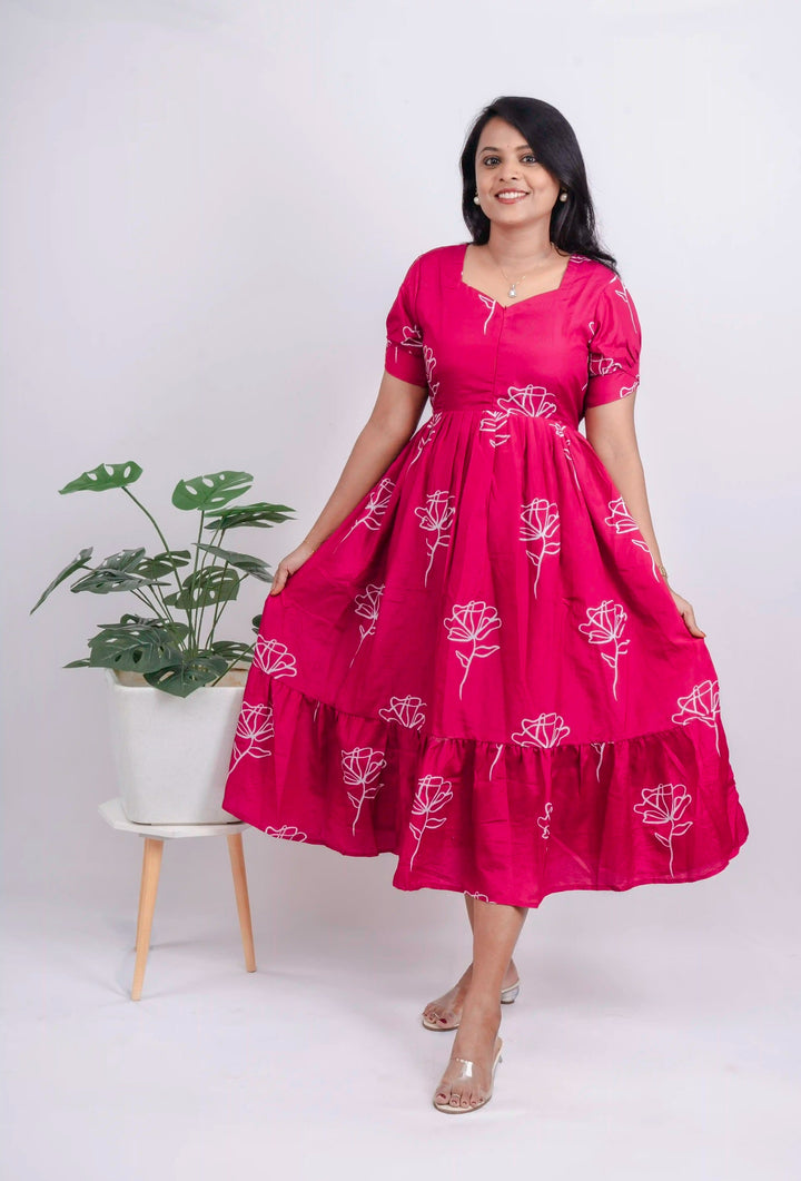 Pink Casual Dress With Lining ( No-Iron Everyday Dress)