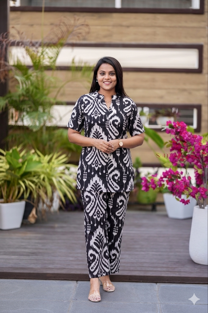 Theera -Ikkat day to   Night Co-ord Set