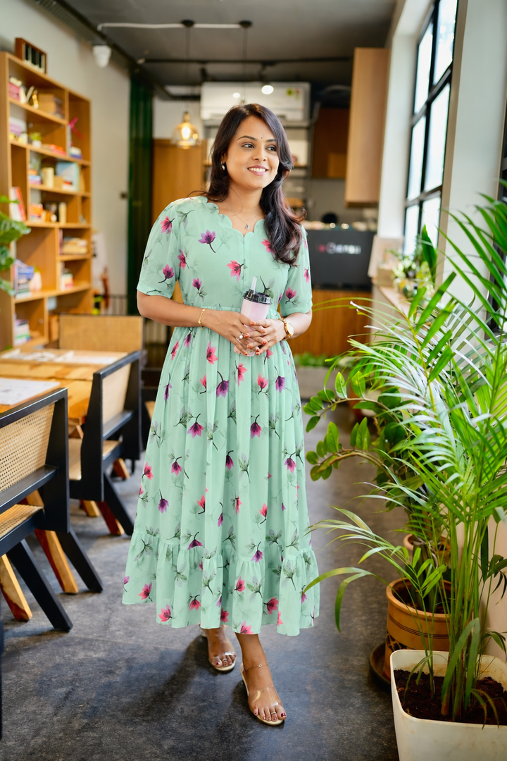 Ria  georgette casual  Dress With Lining ( No-Iron Everyday Dress)