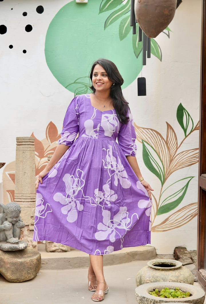 Lilac Casual Dress With Lining