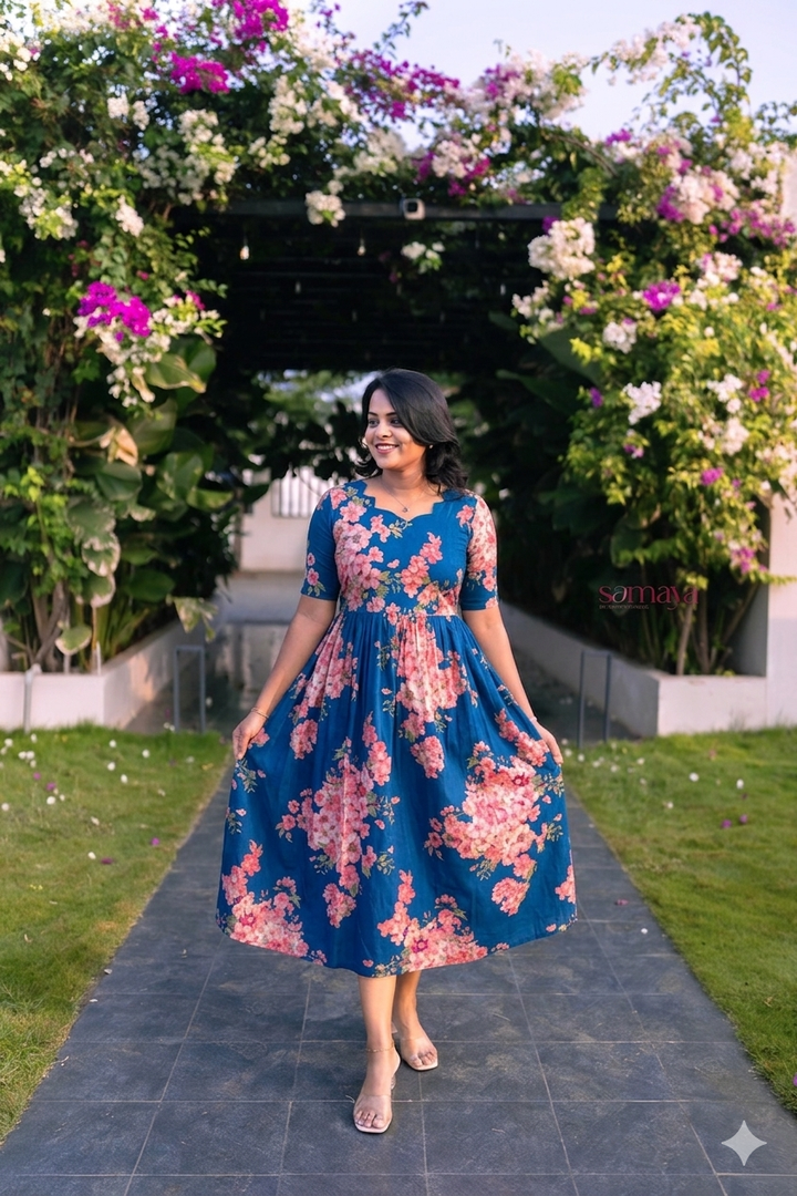 Bougainvillea - blue Casual Dress With Lining