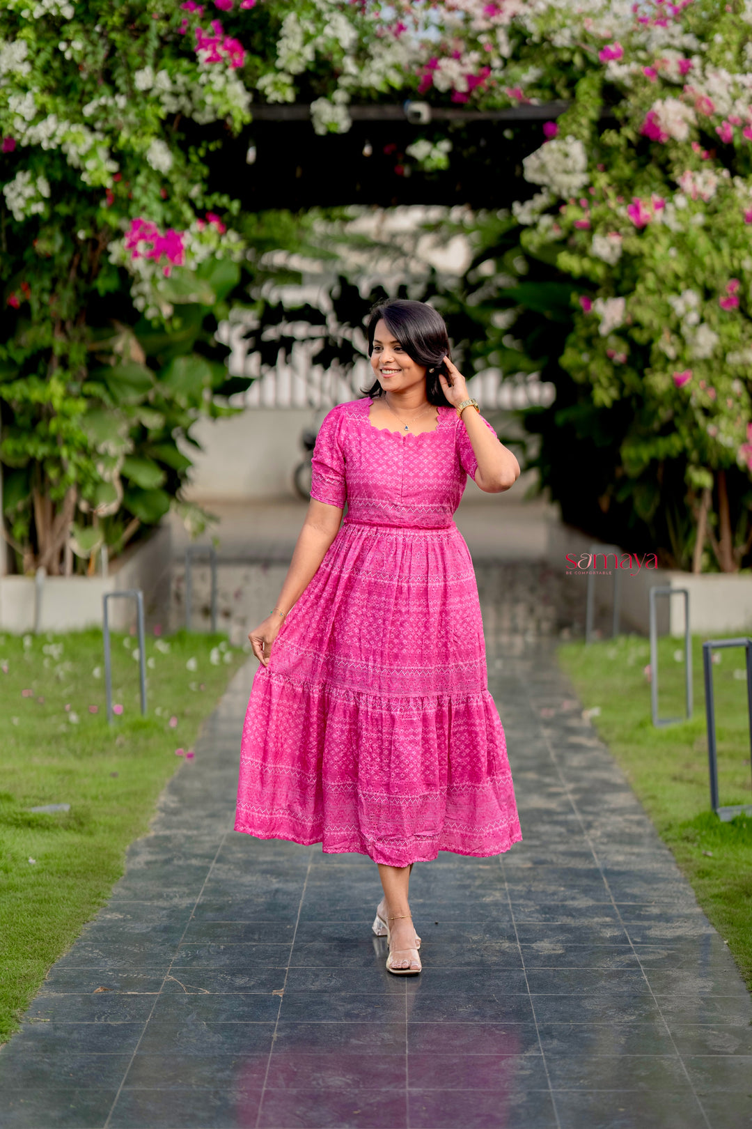 Aria  Hakoba bandhani print  Dress With Lining