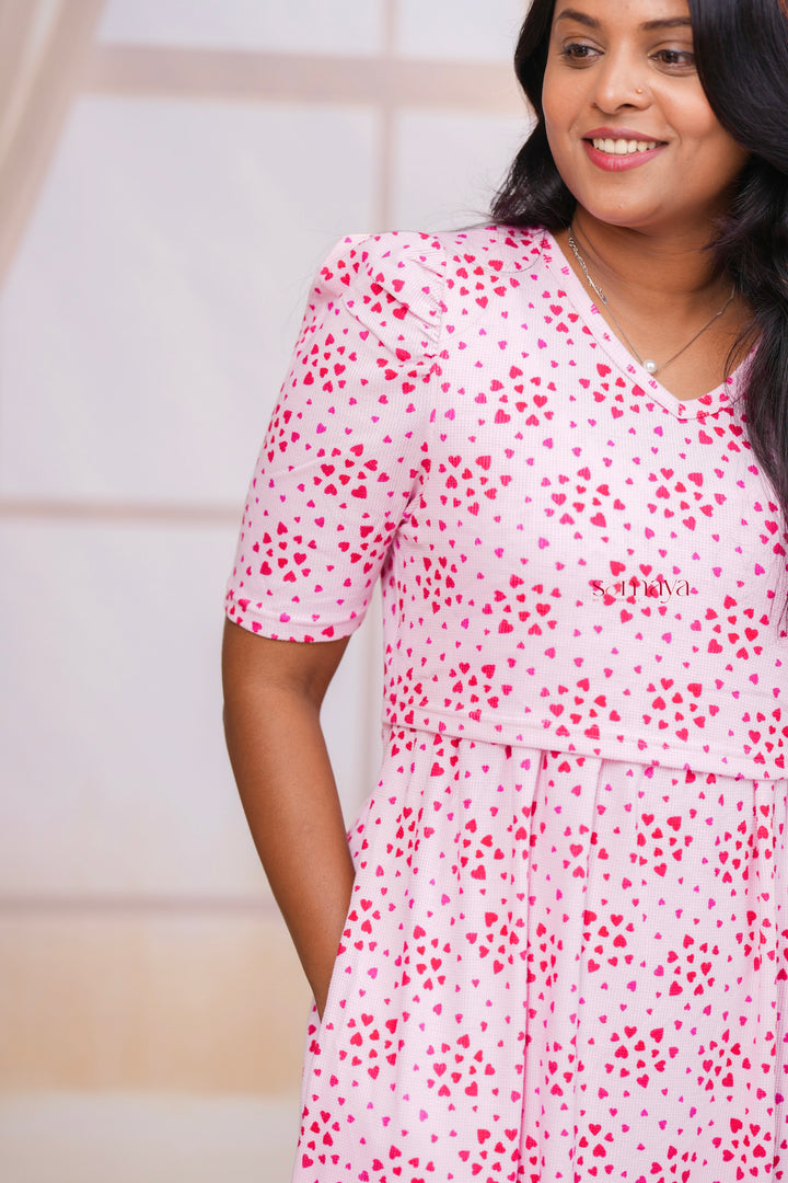 Maxi Babypink Waffle  Dress