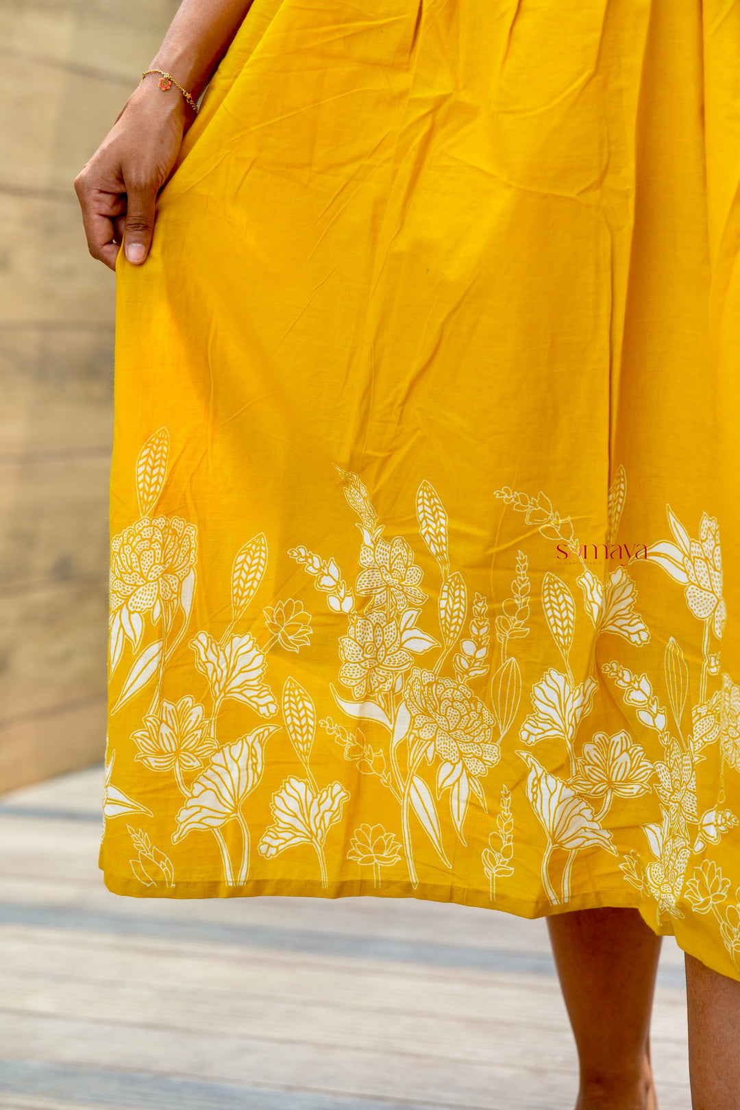 Yellow Casual Dress With Lining