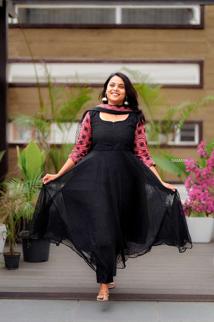 Keerthi Suresh -Black Anarkali with Dupatta With Lining