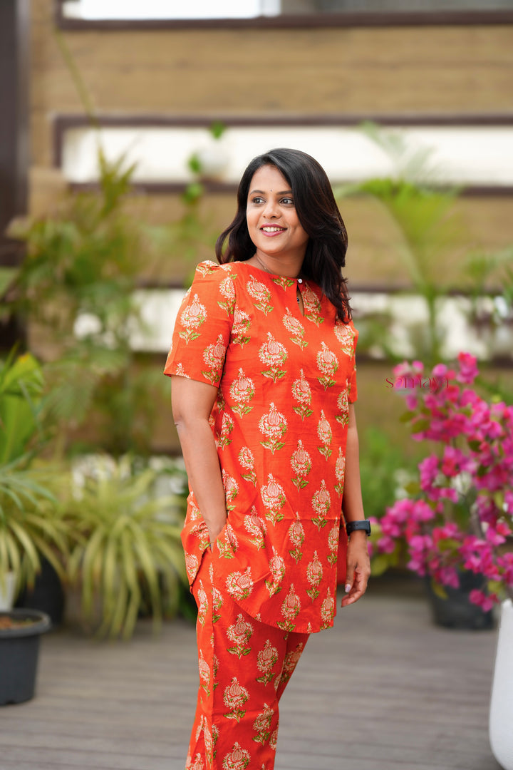 Nila-Orange flower co-ord set