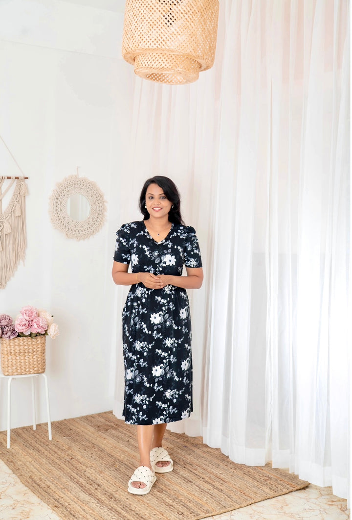 Midi Black & white Light Weight Dress summer collection