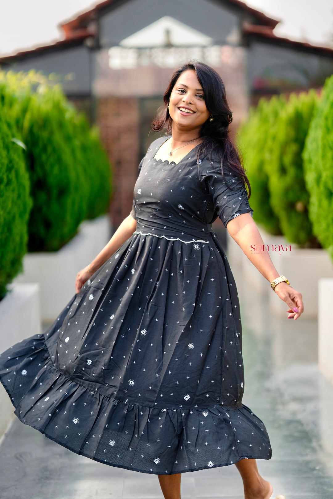 Star Casual Dress With Lining