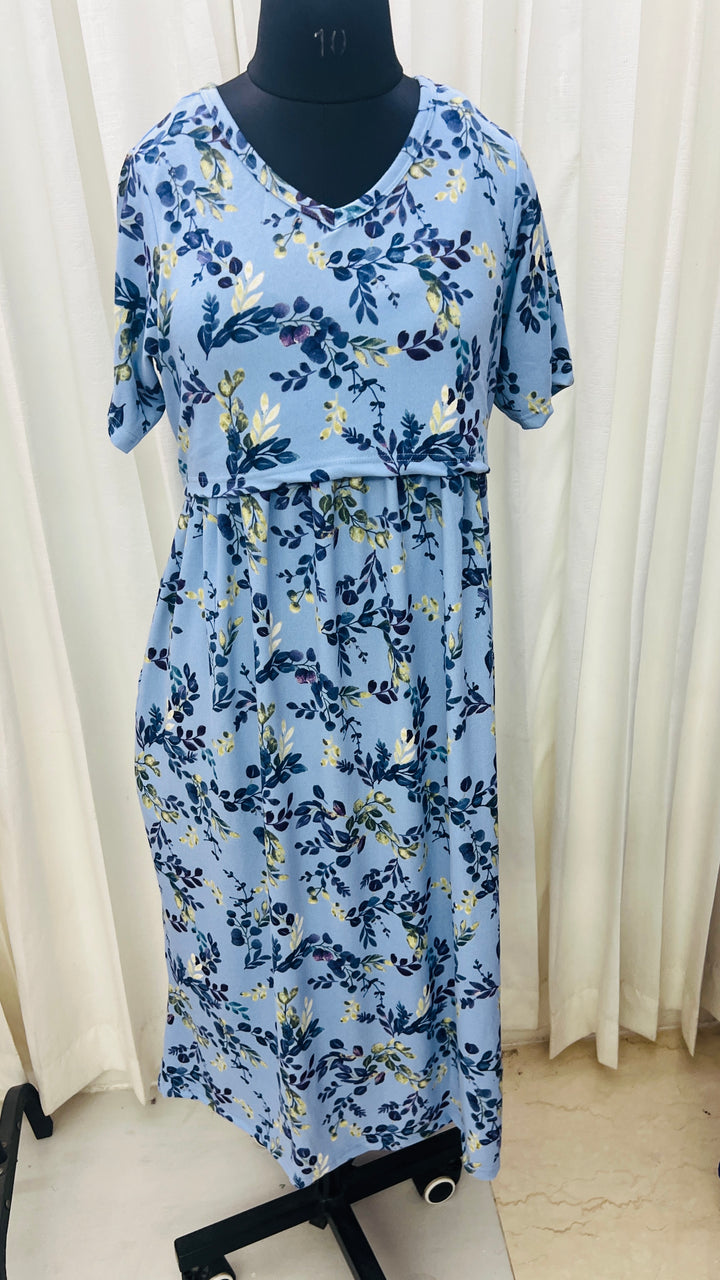 Midi light blue print Dress