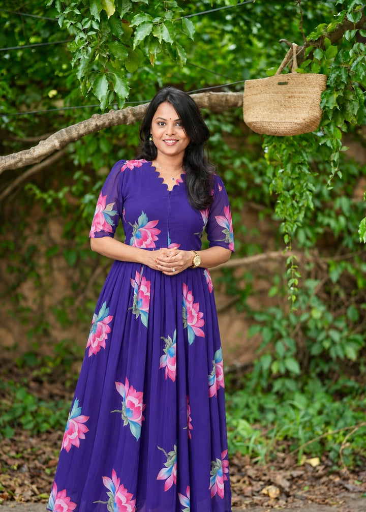 Diya georgette casual  Dress With Lining ( No-Iron Everyday Dress)