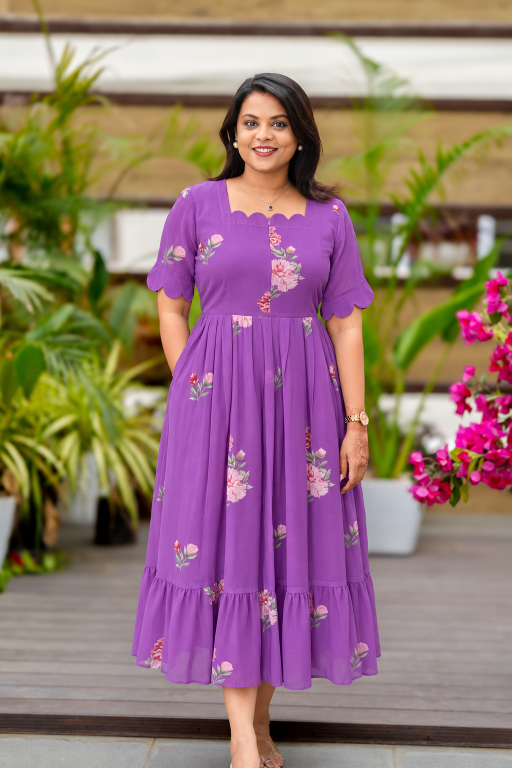 Diya  georgette casual Dress With Lining ( No-Iron Everyday Dress)