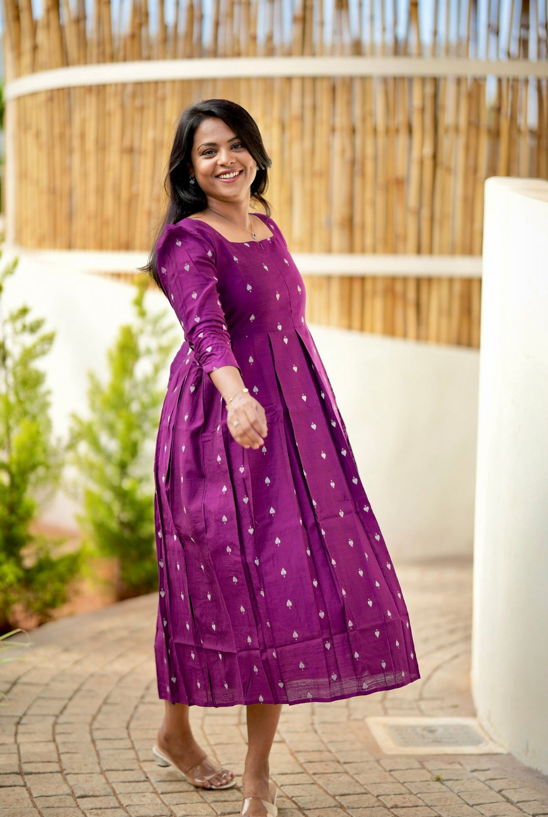 Heartly Raw silk  Dress With Lining