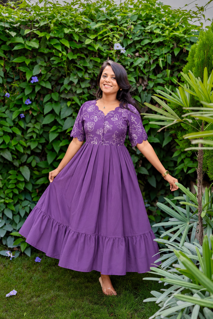 Princess dress -Lilac With lining( Wrinkle-Free Cotton Blend Dress)