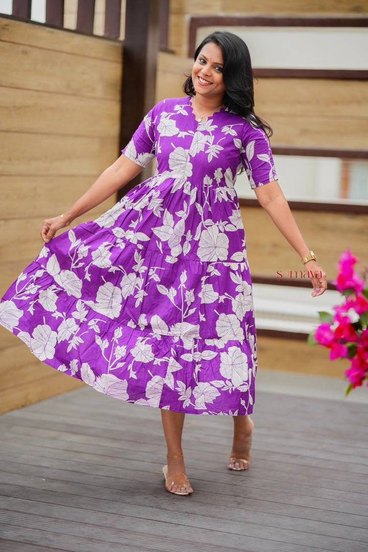 Grape  casual Dress With Lining