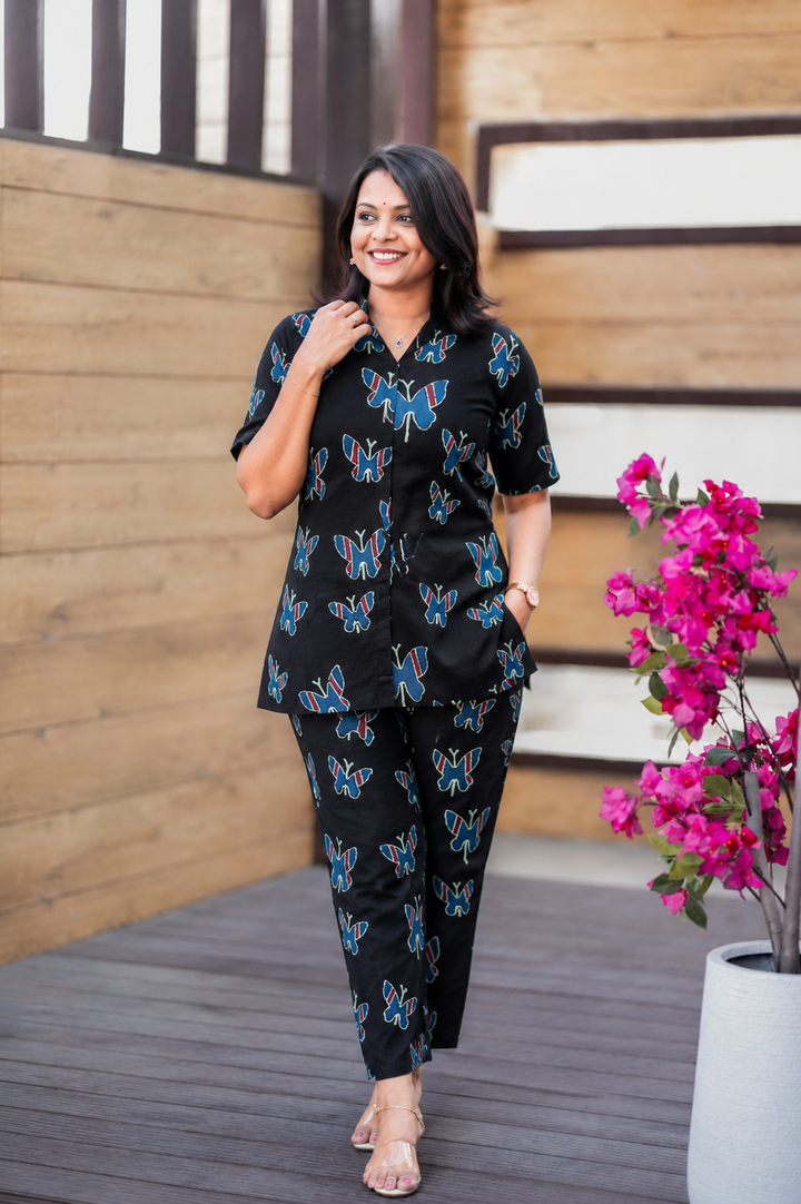 Theera-black  butterfly day to night  Co-ord Set