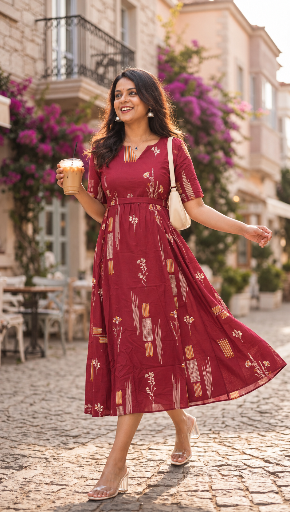Scarlet  midi Casual Dress With Lining