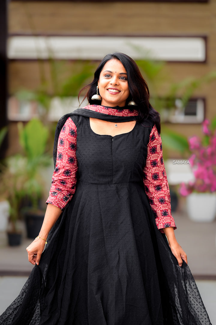 Keerthi Suresh -Black Anarkali with Dupatta With Lining