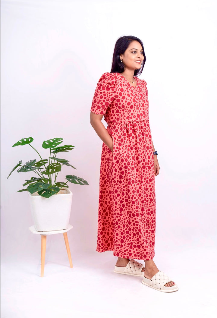 Maxi Peach Ribbed  Dress