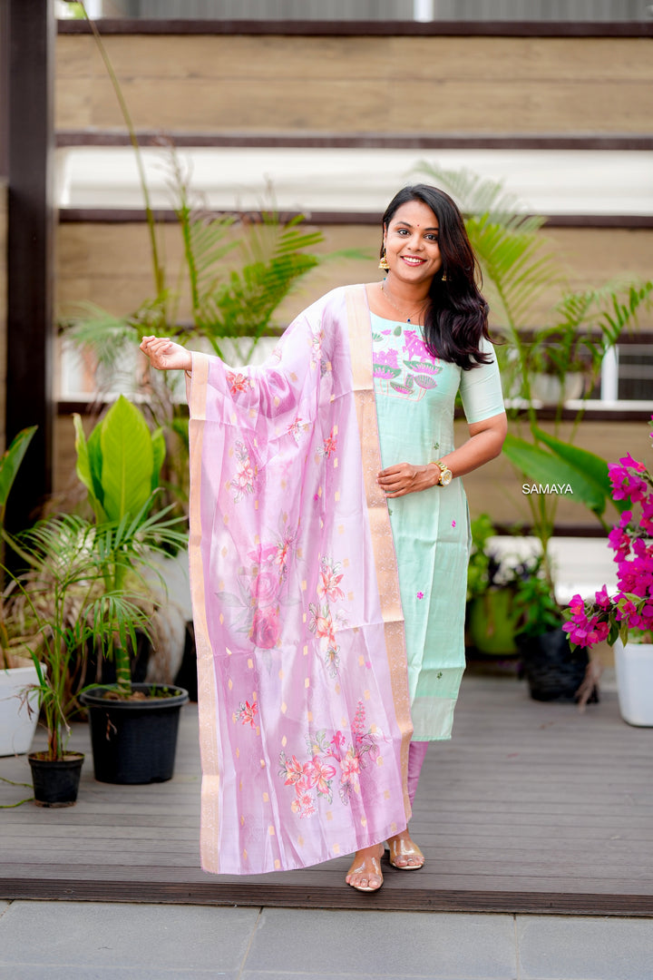 Varsha kurta   with organza  dupptta( set of 3) ready to dispatch