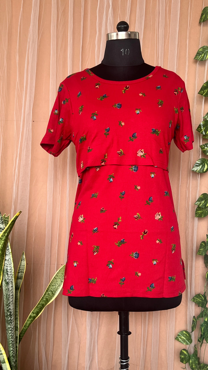Maternity scarlet Ribbed T-shirt