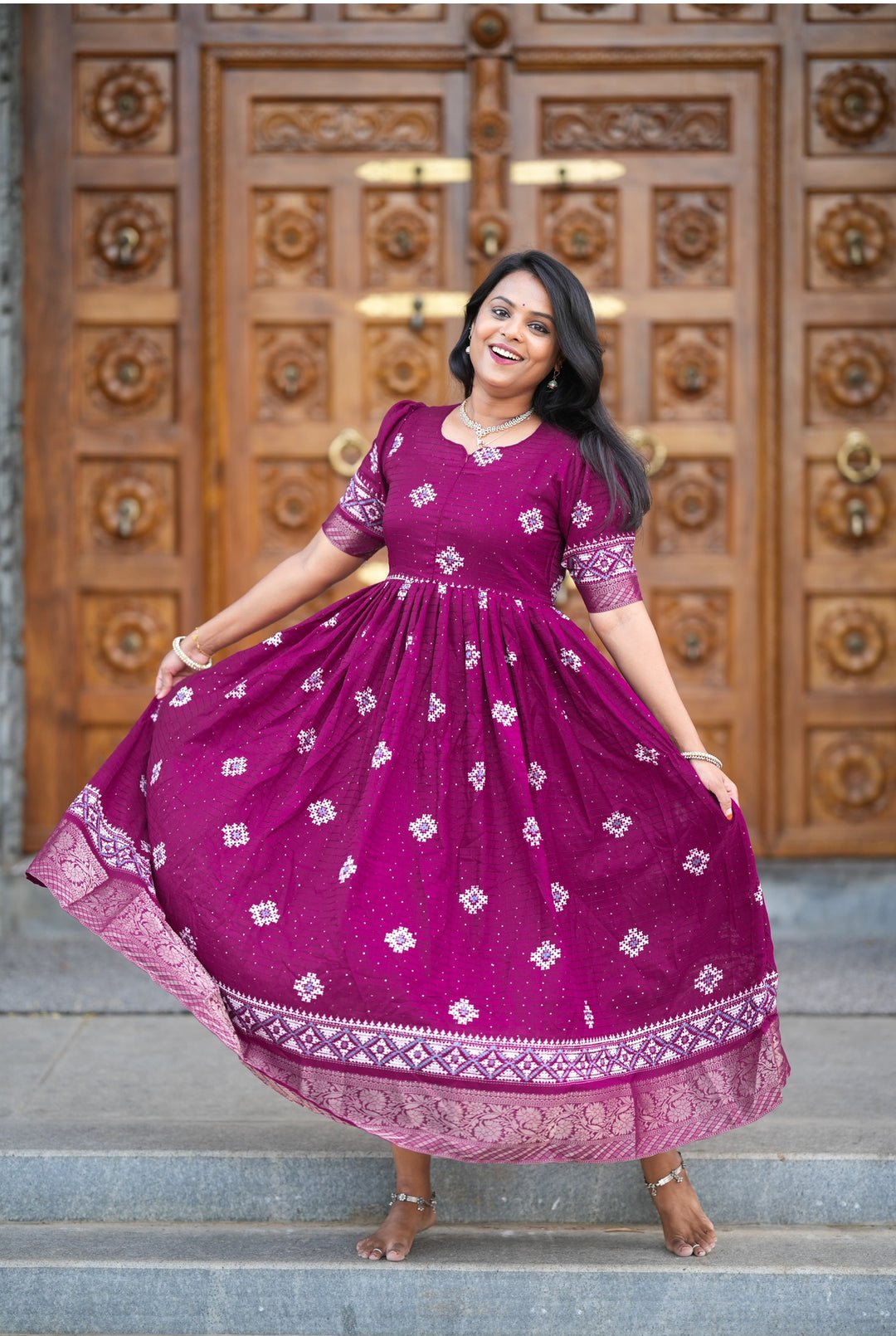 Venba festive  maxi Dress with Lining