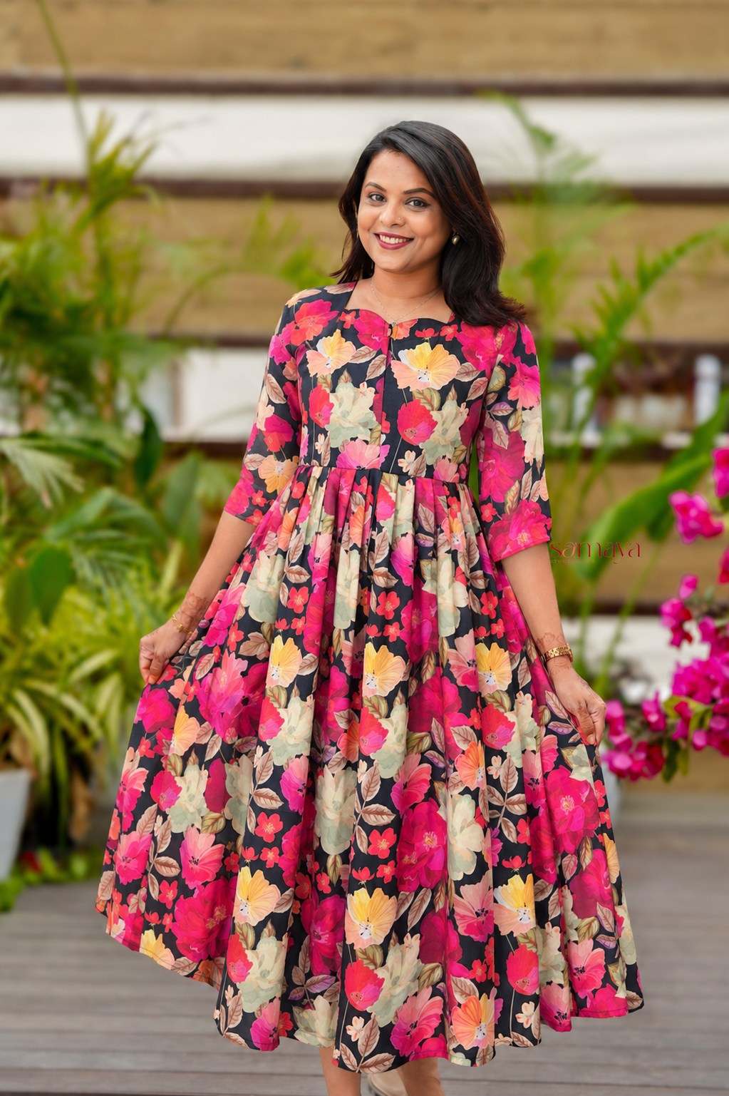 Shalini georgette casual  Dress With Lining ( No-Iron Everyday Dress)