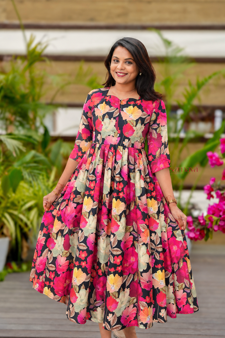 Shalini georgette casual  Dress With Lining ( No-Iron Everyday Dress)