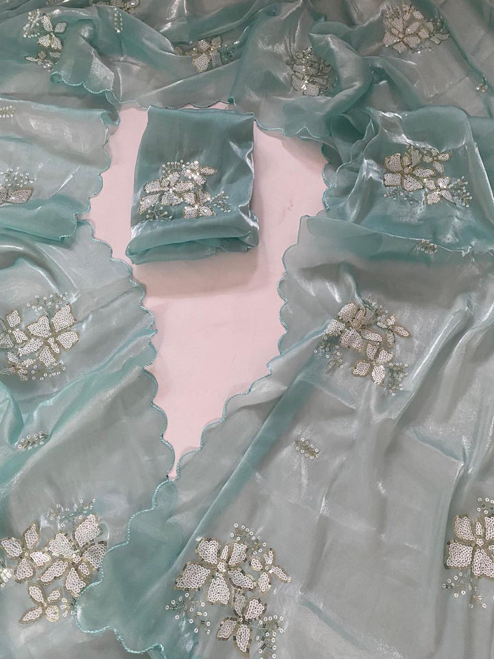 Vaishu organza work saree