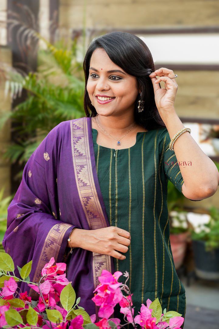 Meenakshi raw silk suit set with dupptta( set of 3) pre order
