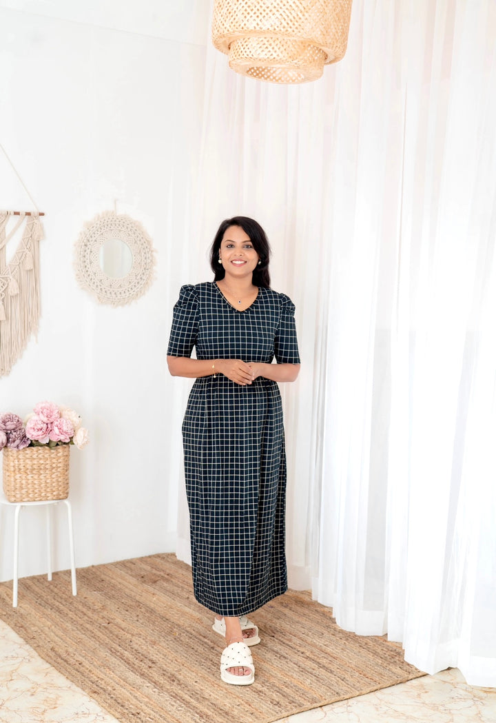 Maxi  checked Light Weight Dress