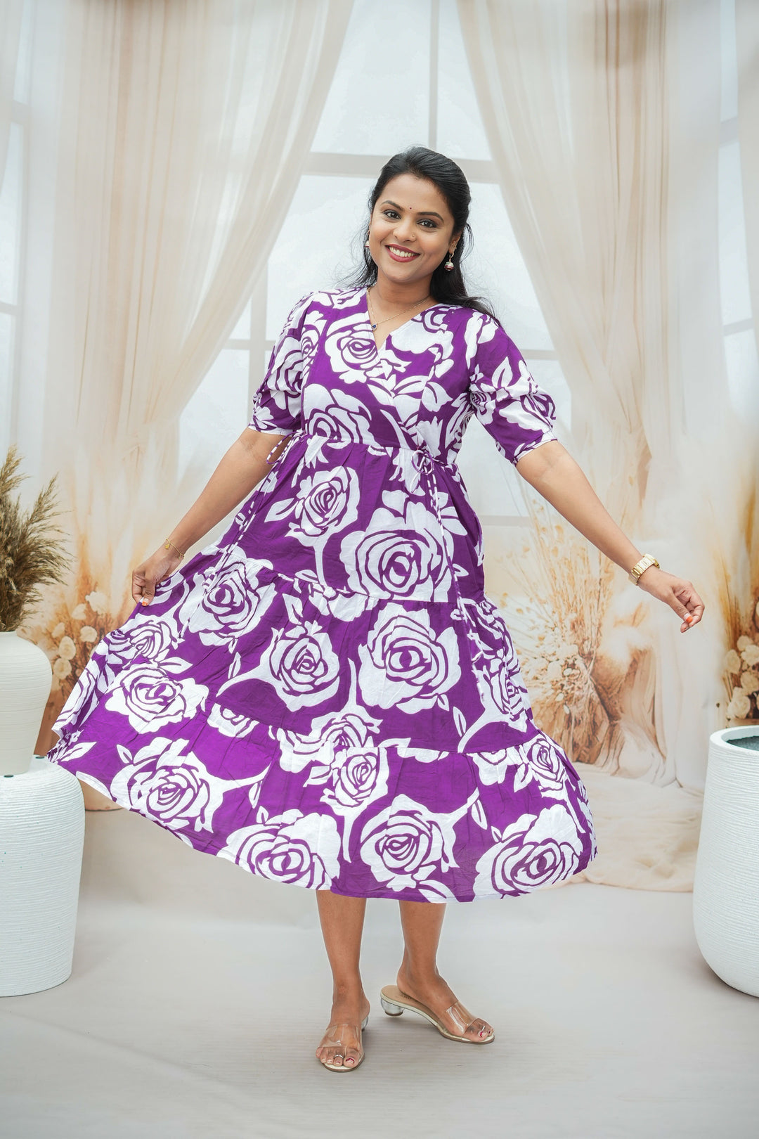 Violet Casual Dress With Lining