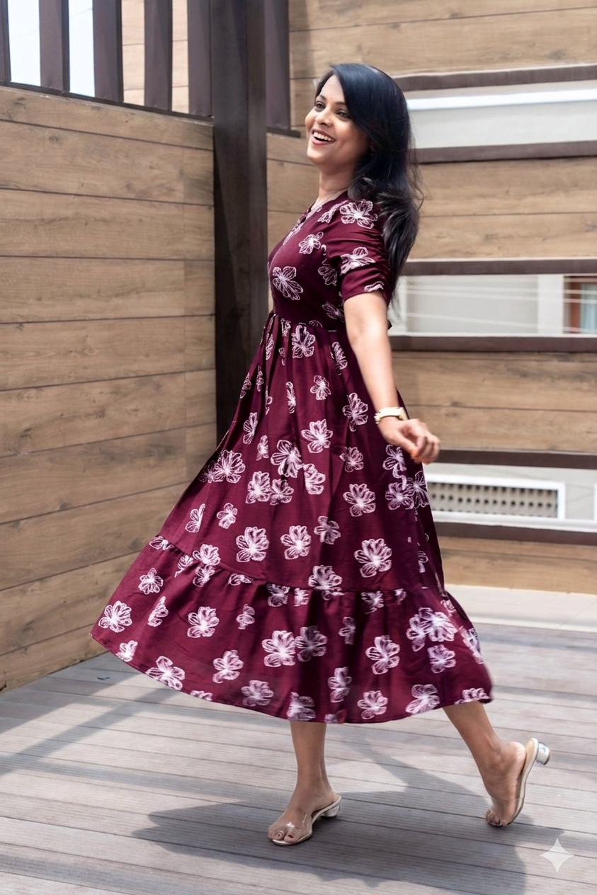 Preethi Casual Dress With Lining ( No-Iron Everyday Dress)