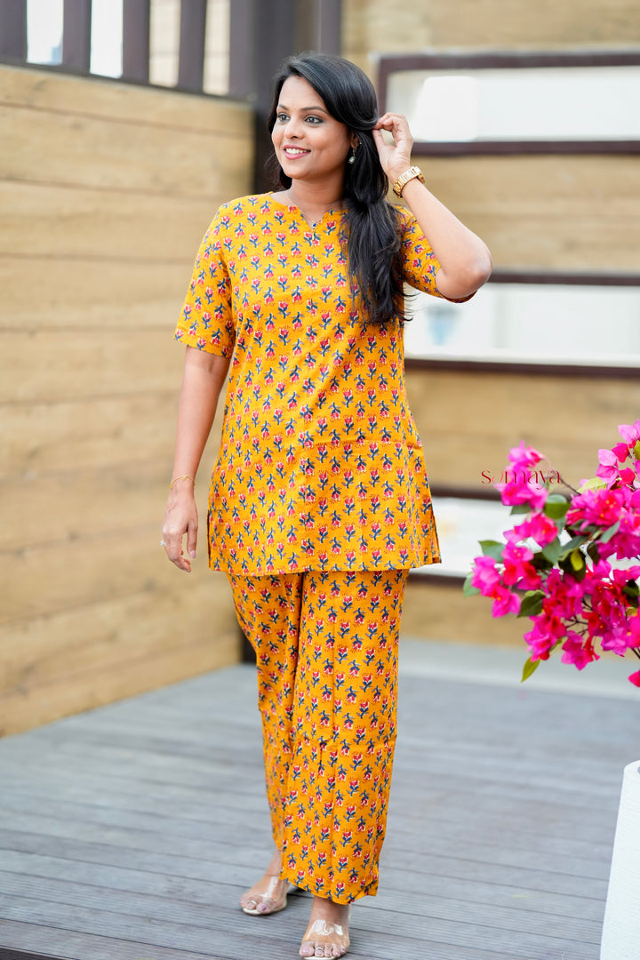 HAASYA -Mustard Night Co-ord Set