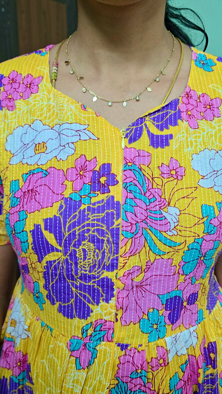 Yellow day to night dress without lining