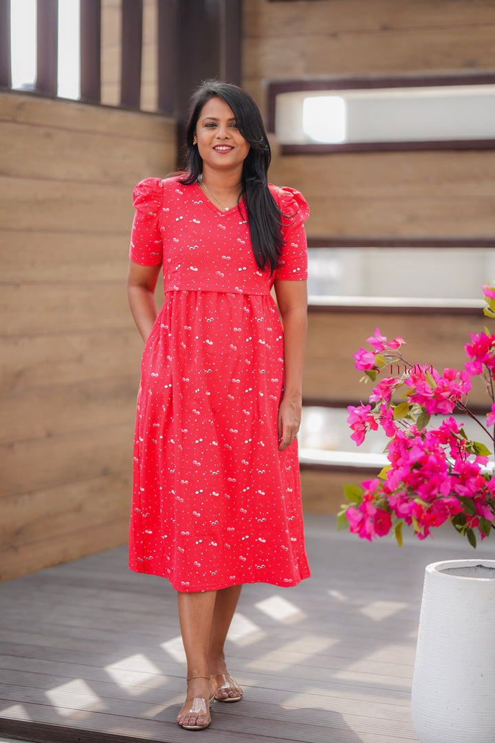 Midi Red Thick Dress