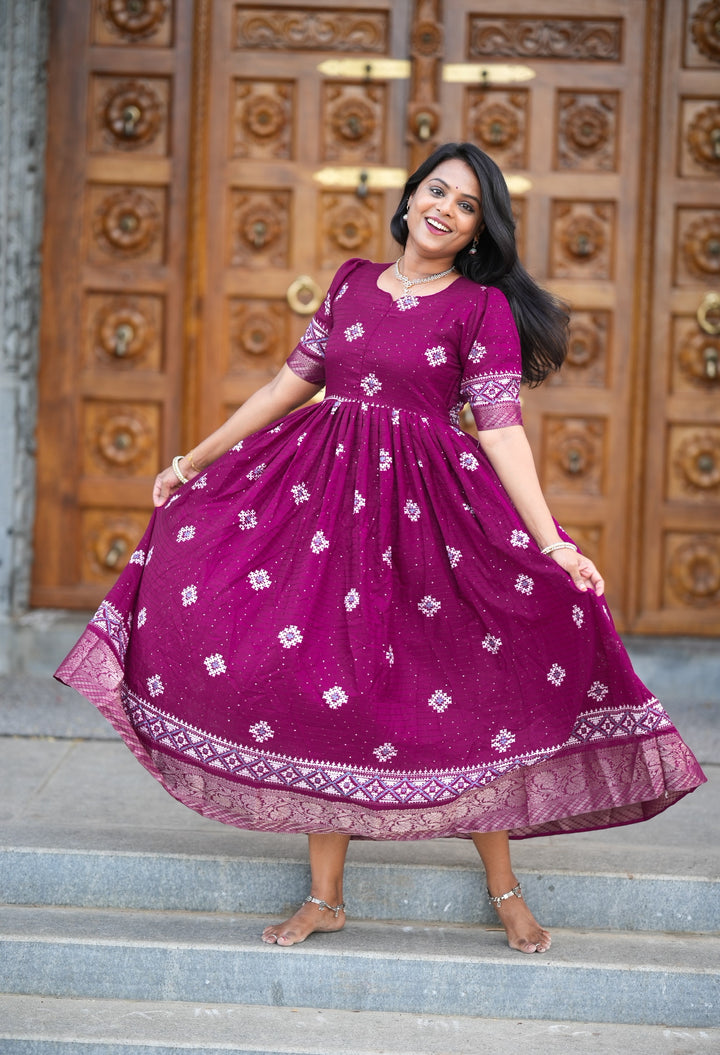 Venba festive  maxi Dress with Lining