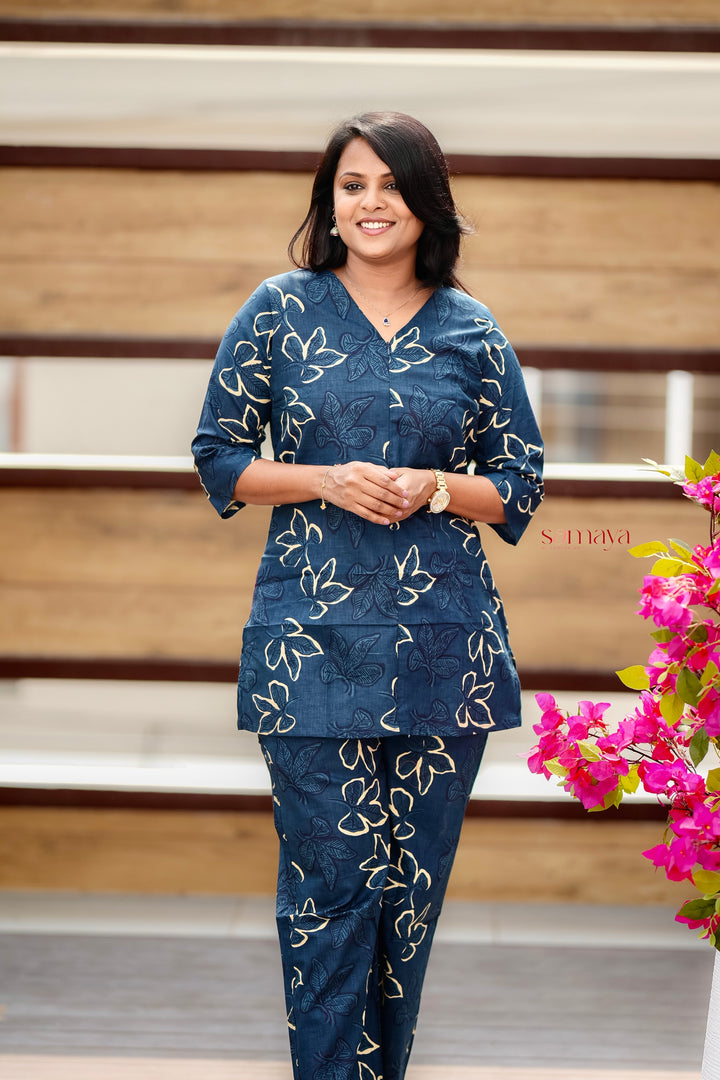 ZARA- peacock blue  Night Co-ord Set