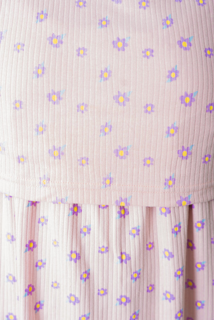 Midi Rose gold Ribbed dress ( Minor embroidery variation )