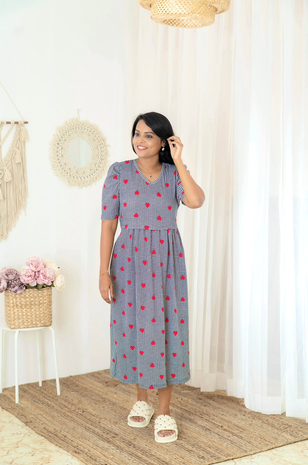 Midi Heart Thick Waffle Dress