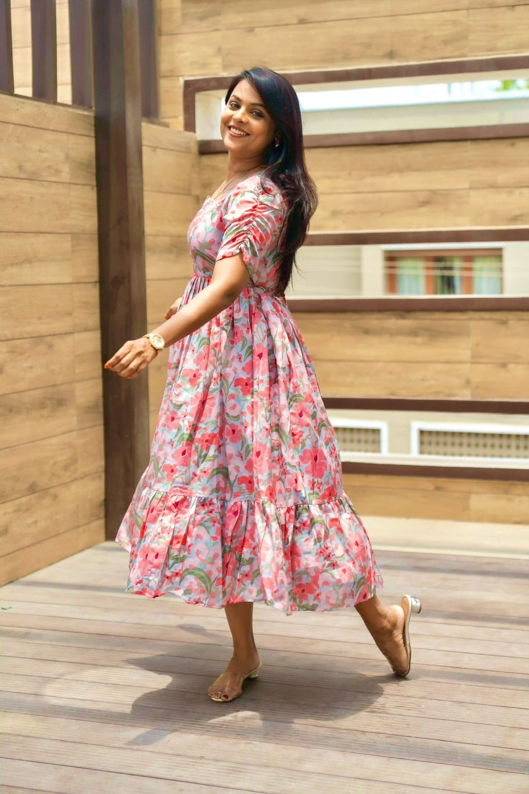 Pastel garden Casual Dress With Lining - Main Image