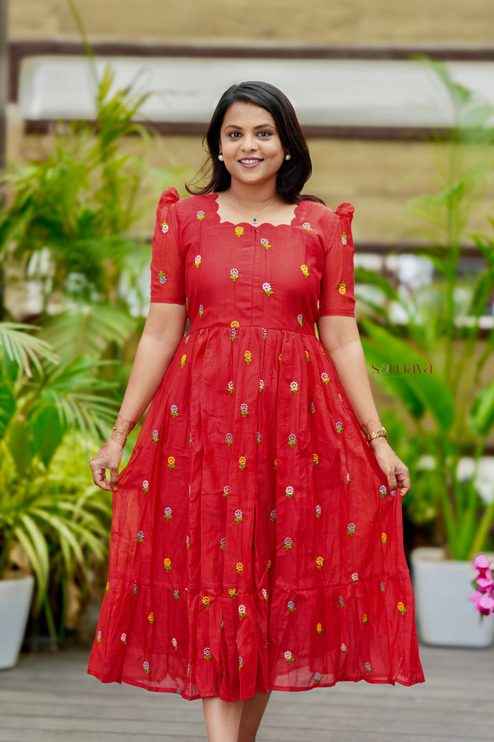 Anne chanderi Casual Dress With Lining