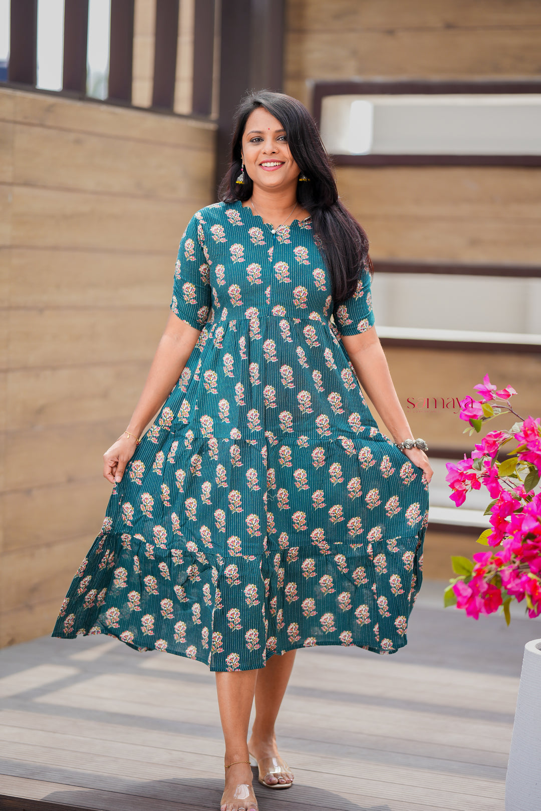 Dark Green day to night dress without lining SRI SAMAYA GARMENTS Dark Green day to night dress without lining SRI SAMAYA GARMENTS