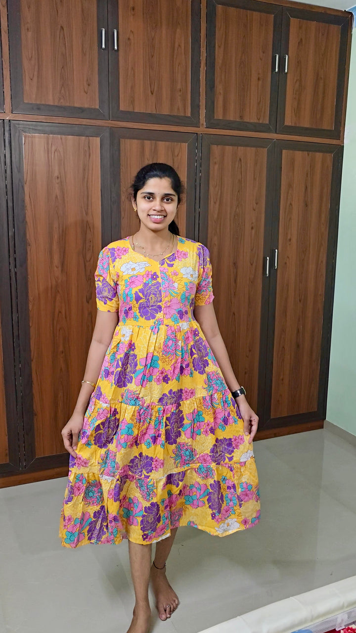 Yellow day to night dress without lining